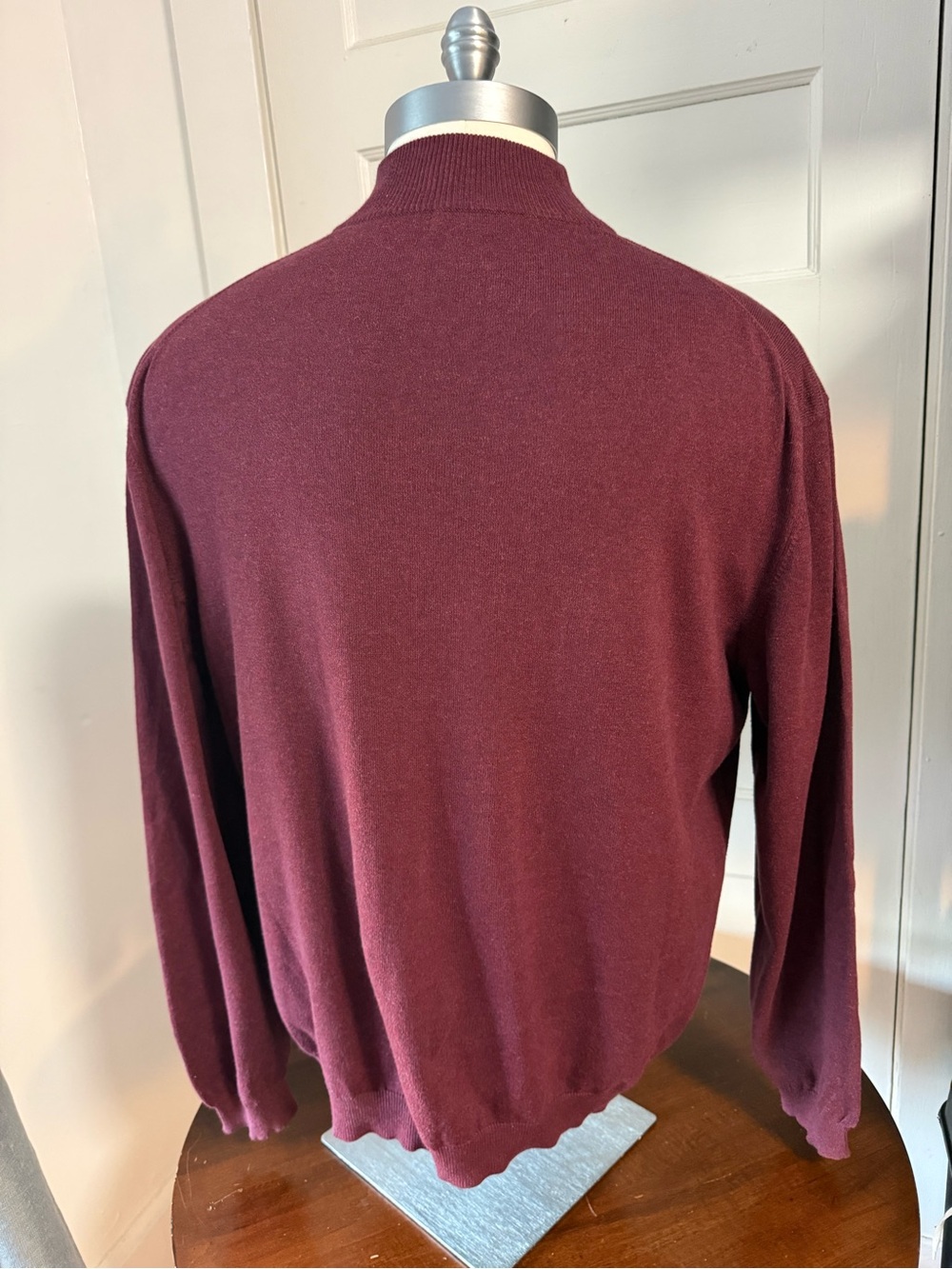 Peruvian Connection Mens X L 100% Pima Cotton Mock Neck Sweater Burgandy - Picture 2 of 7